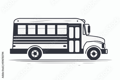 school bus icon black and white silhouette