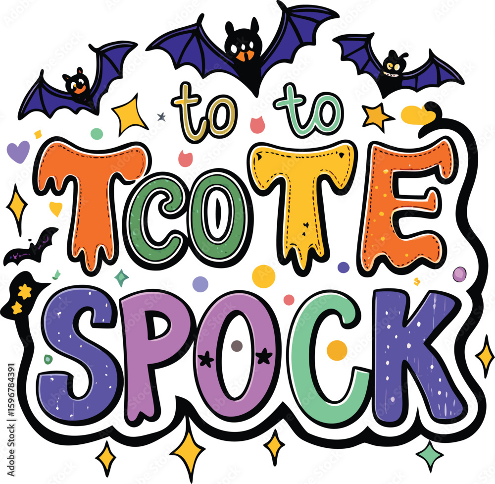Fototapeta premium Too Tote Spook Halloween Text Illustration