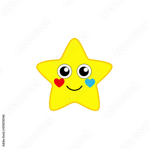 Vector Illustration of a Happy Yellow Star with a Smile