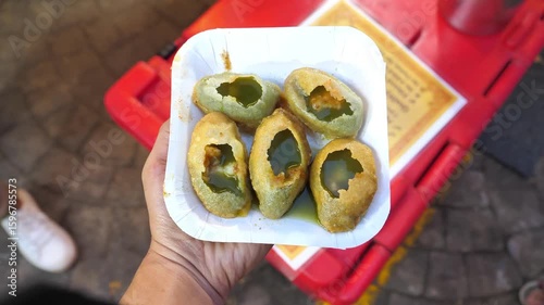 Suji Pani Puri Served on a Plate at a Roadside Stall in India