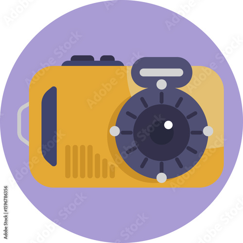 Represents a digital or film camera used for capturing photos.