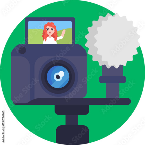 A figure speaking into a camera, illustrating the act of creating personal video content.