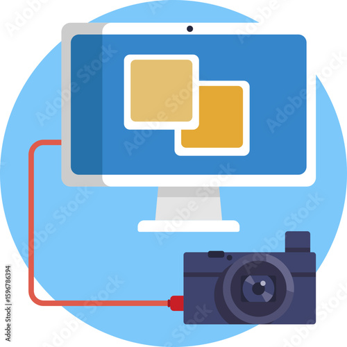 Represents linking cameras or devices for data transfer and remote control.