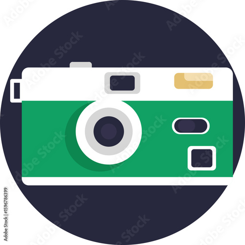 Represents a digital or film camera used to capture photographs.
