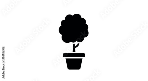 Minimalist tree in pot silhouette for design and decoration projects