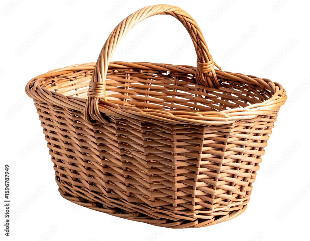 Obraz premium Side Angle of Shallow Rustic Basket with Shadow