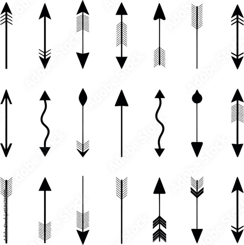 Collection of black graphic arrows pointing up down and sideways up arrow down arrow
