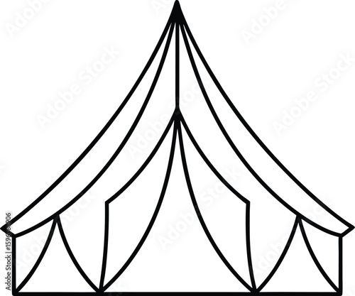 Summer Festival Tent Line Drawing Illustration