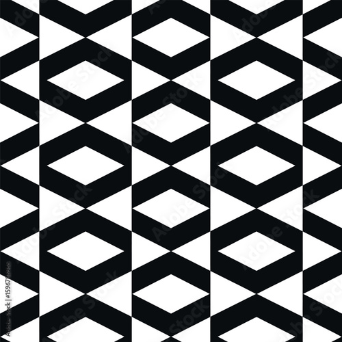 Black and white geometric pattern with diamonds and triangles abstract