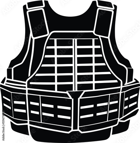 Vector art of a bulletproof vest isolated on white background, providing tactical body armor protection