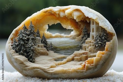 Intricate Miniature Landscape Sculpture