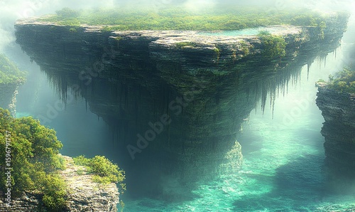Island With Lush Greenery And Azure Water