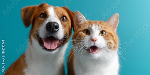a happy cat and dog