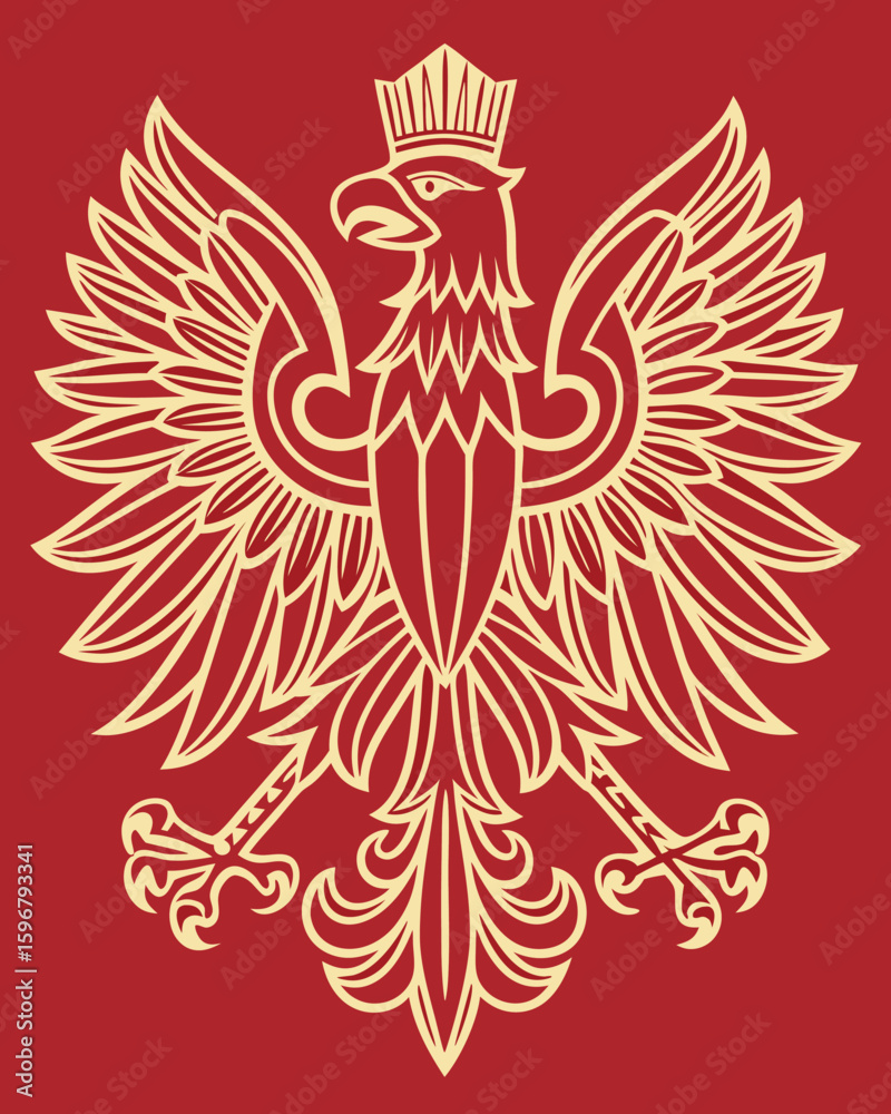 Fototapeta premium Polish Eagle Emblem with Crown and Wings Poland national symbol