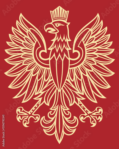 Polish Eagle Emblem with Crown and Wings Poland national symbol