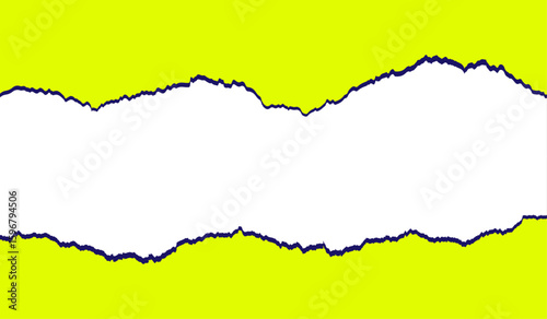 Ripped green paper on white background. Tear green paper on white background. Stripes of green lacerated papers, vector element for design. 