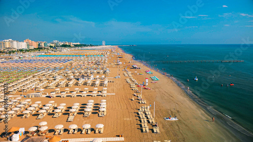 Fotografie Aerial view of large equipped sandy beaches