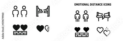 Visual representations of emotional distance and connection through simple icons and symbols