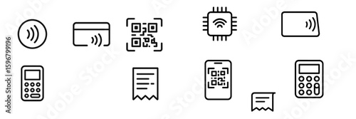 Symbols representing modern payment technology and contactless transactions in a digital landscape