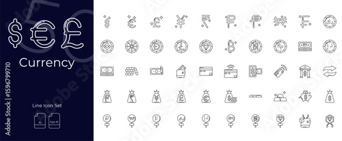 Currency Line Editable Icons set. Vector illustration in modern thin line style of Currency icons: finance, investment, business, etc