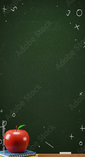 Chalkboard Background: Apple and notebooks for back to school inspiration