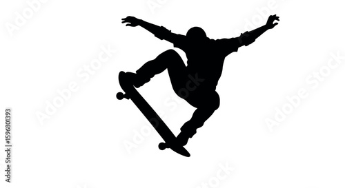 Thrilling skateboard stunt silhouette of skater performing midair trick