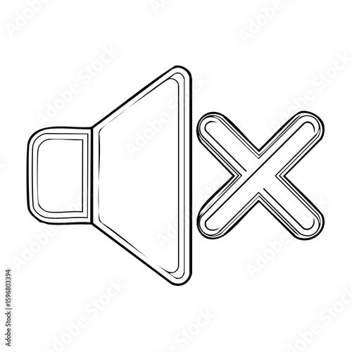 Speaker Icon with Mute Symbol: Vector Illustration of Audio and Volume Control