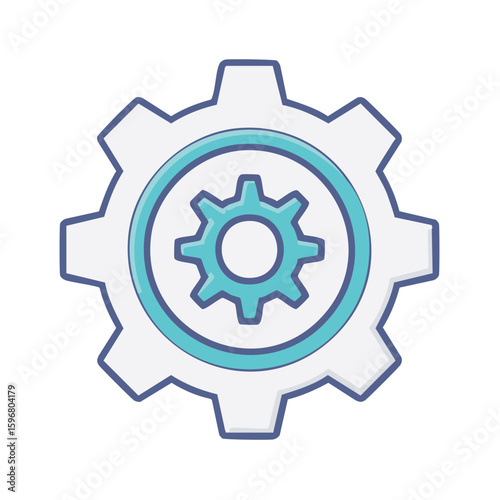 Graphic Cogwheel with Central Gear Symbol for Industrial Processes