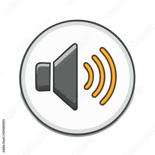 Sound volume button with waves in a circular frame for media playback and audio level controls