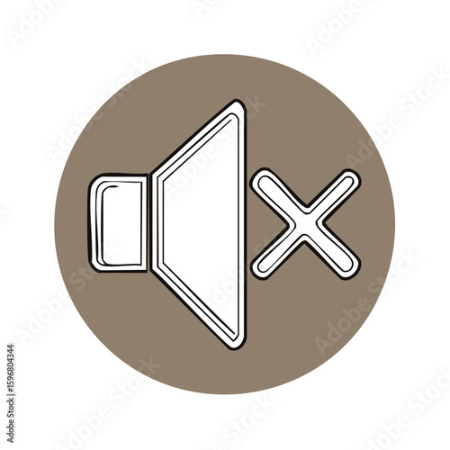 Stylized Icon of Sound Off Speaker with Cross in a Minimalist Design