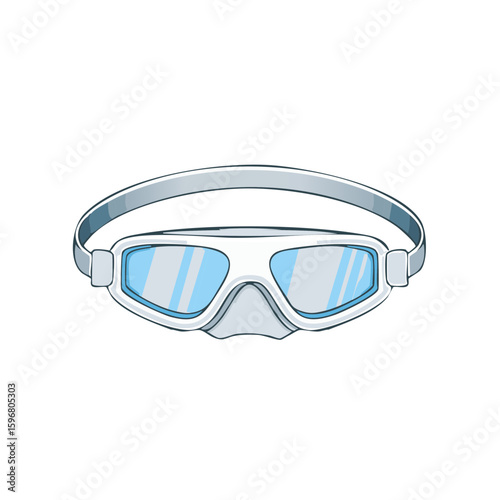 Swim Goggles with Blue Reflective Lenses and White Frame Sport Accessory for Watersports Equipment Diving Goggles