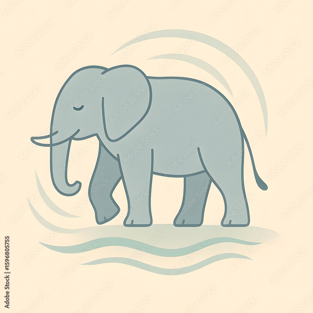 Fototapeta premium Gentle Elephant – Calm Vector Illustration of a Peaceful Walking Animal