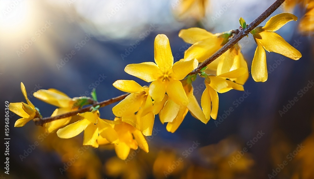 Obraz premium beautiful spring yellow forsythia blossom flowers blooming