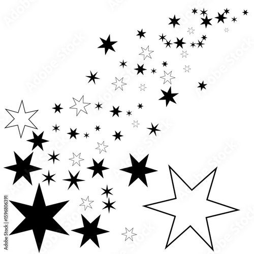 black stars on white background