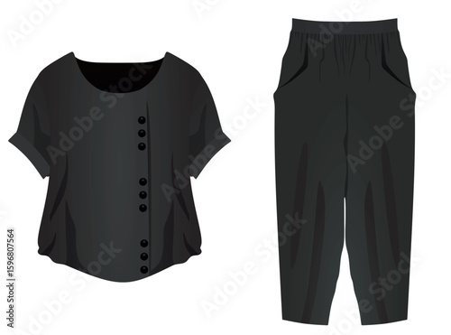 Short sleeve t shirt and pants. vector	