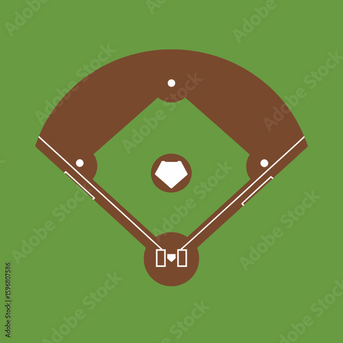 Baseball Field: A top-down illustration presents a detailed depiction of a baseball field, showcasing the strategic layout of the diamond. A visual reference for the sport enthusiast.