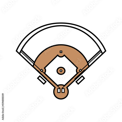Simple line drawing of a baseball diamond, with bases, home plate, and infield area highlighted in brown.