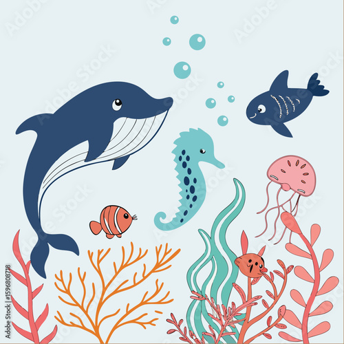 Different types of sea animals