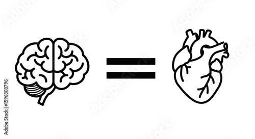 A minimalist vector illustration of the connection between heart and brain