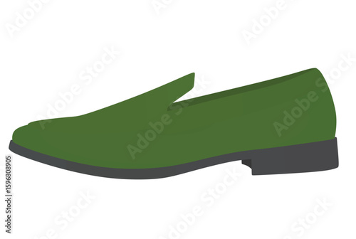 Green loafer shoes. vector illustration	
