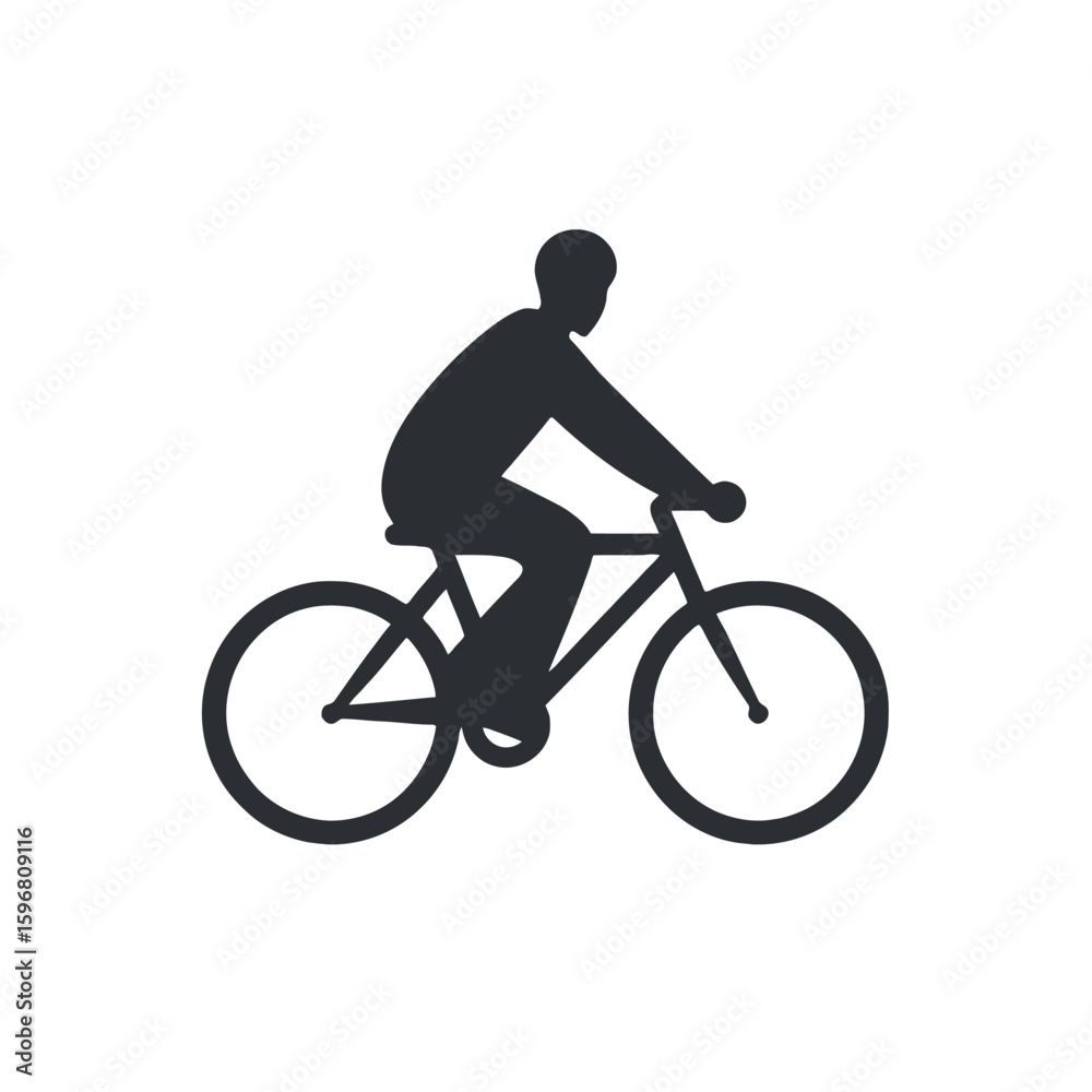 Fototapeta premium Cycling silhouette: A simple yet elegant silhouette of a person enjoying a leisurely bike ride, perfect for illustrating themes of activity, fitness, and outdoor leisure.