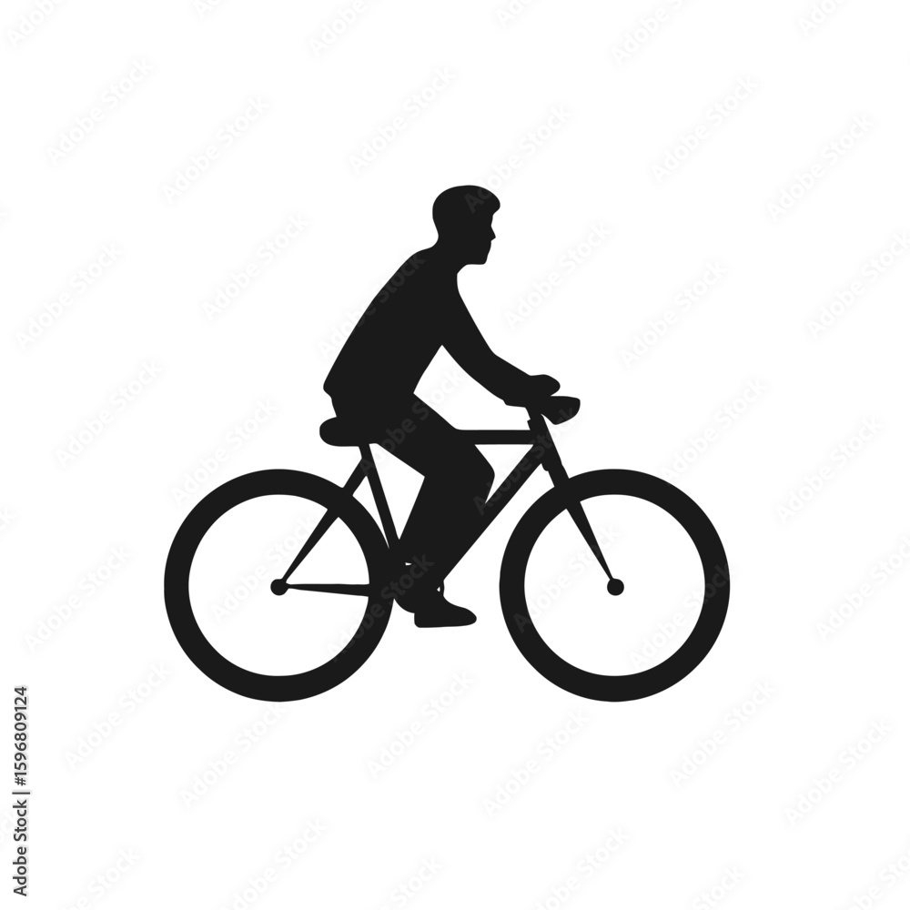 Fototapeta premium Silhouette of a Cyclist: A sleek silhouette of a person riding a bicycle, a symbol of freedom, adventure, and healthy activity. 