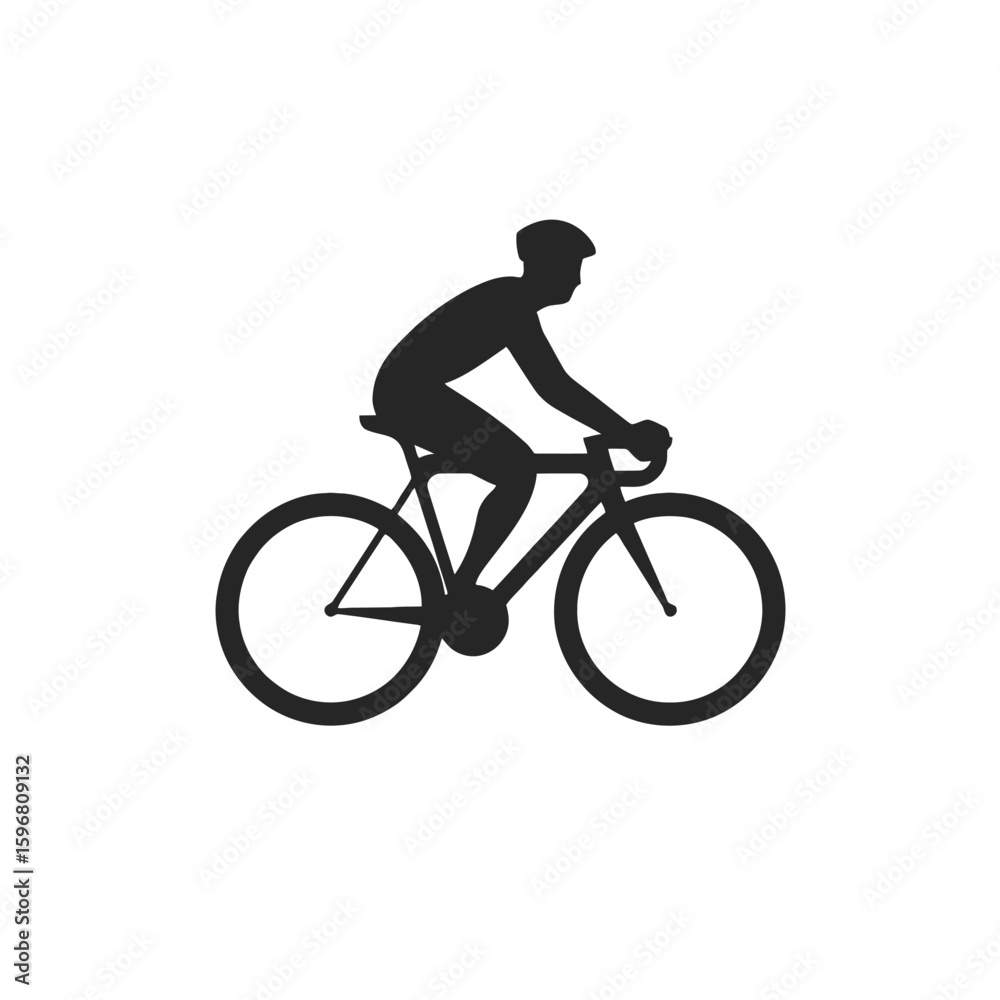 Fototapeta premium Cycling Silhouette: A clean silhouette of a cyclist in action, representing the essence of cycling, motion and a healthy, active lifestyle.