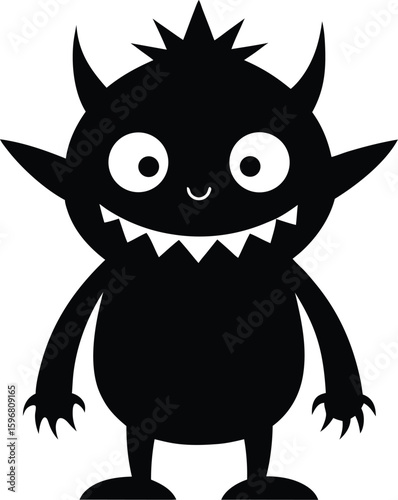 Charming and playful cartoon monster silhouette perfect for children s designs t shirts and fun branding elements with a friendly approachable character