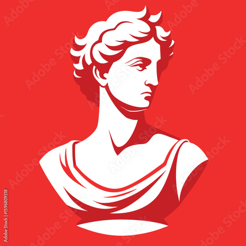 Elegant classical bust silhouette vector illustration of a sculpted human head and shoulders suitable for artistic and decorative design projects