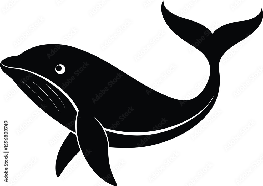 Obraz premium Minimalist black whale silhouette illustration perfect for ocean themes wildlife art and marine life designs featuring a clean modern aesthetic