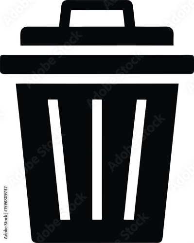 Minimalist black silhouette of a trash can icon a clean and simple design perfect for waste management recycling or environmental themes