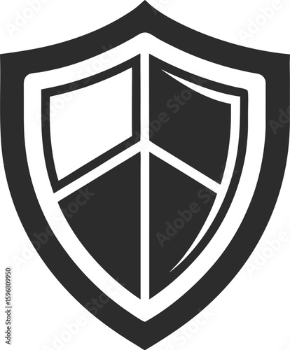 Clean and simple shield silhouette icon design perfect for security protection and emblem related applications presented in a minimalist vector graphic