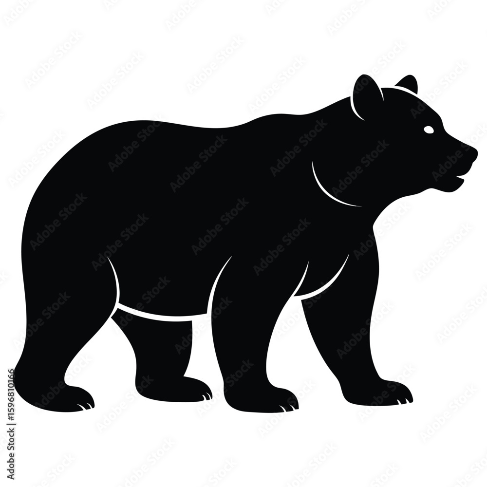 Obraz premium A stylized silhouette of a bear in mid stride presented as a clean and versatile graphic illustration suitable for various design applications