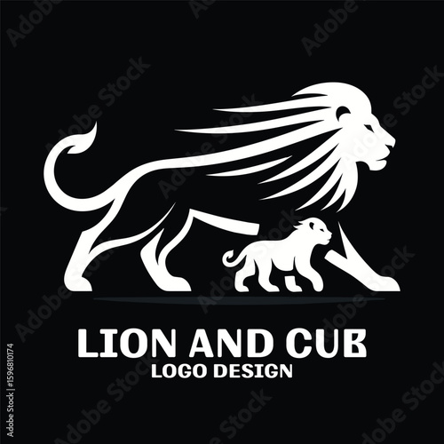 Photography Lion And Cub Vector Logo Design